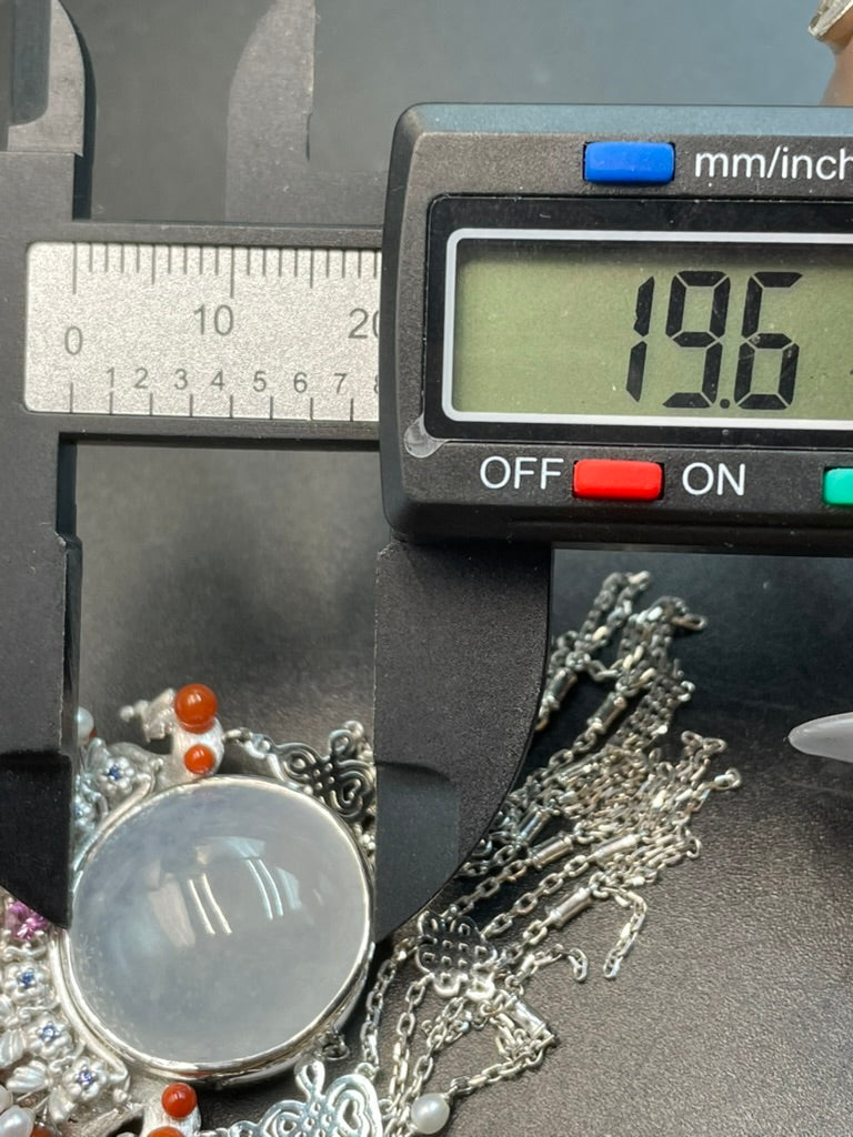 緬甸天然翡翠 冰種蛋面戲曲鳳冠流蘇吊墜 個性時尚潮流設計