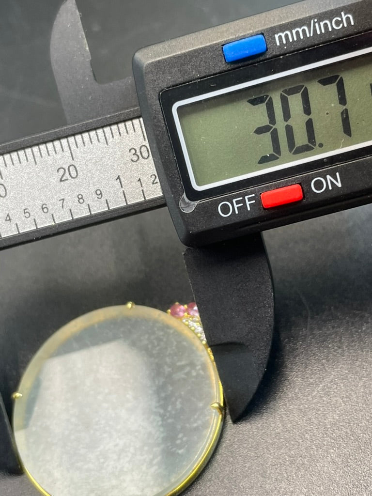 緬甸天然翡翠 冰種雪花棉平安無事圓牌吊墜