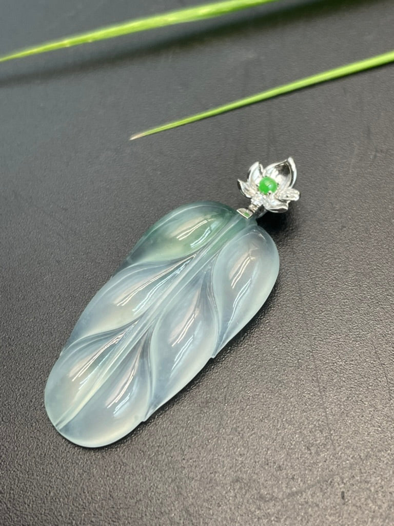 天然緬甸翡翠冰種葉子吊墜