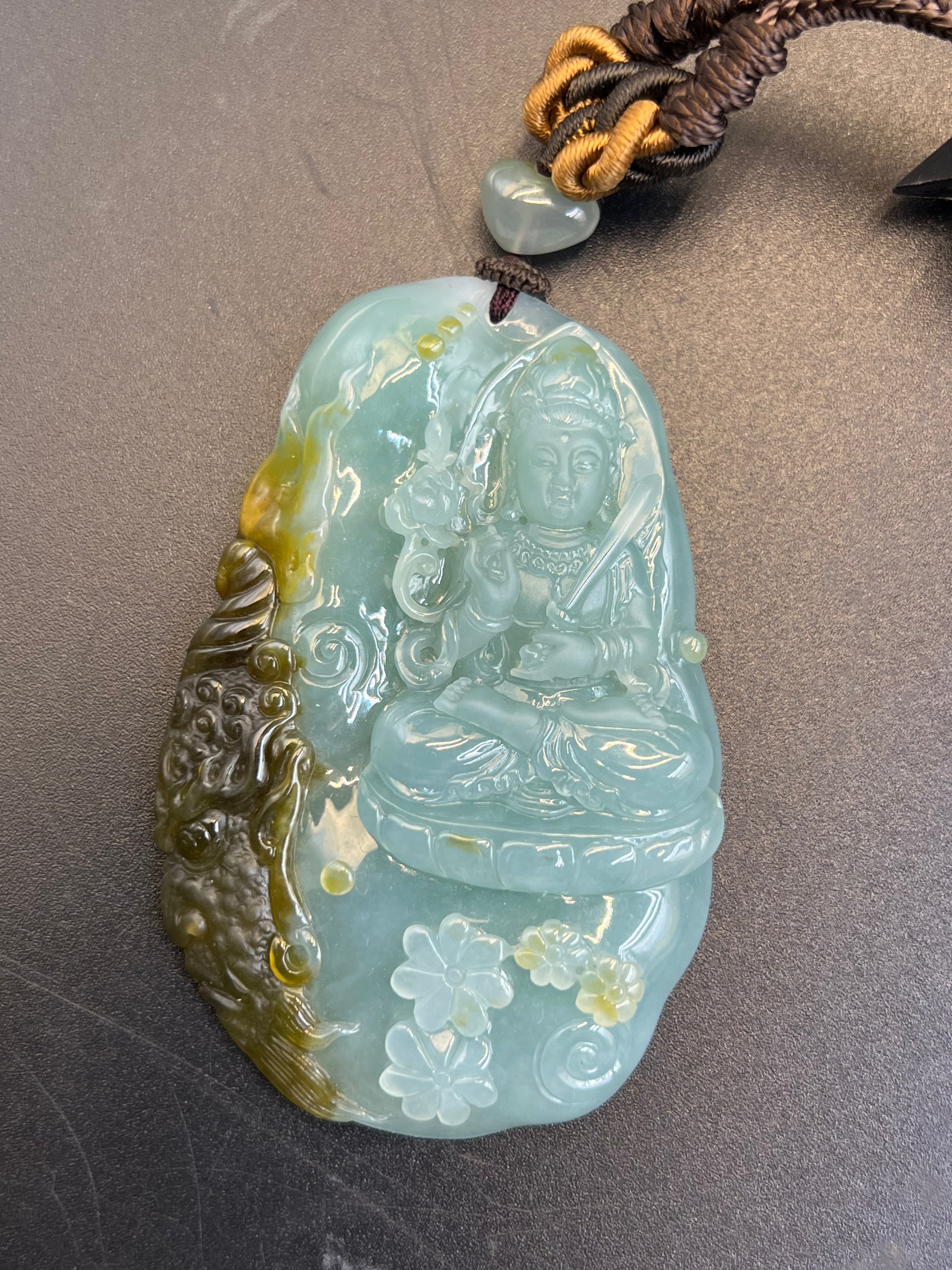 緬甸天然翡翠菩薩吊墜