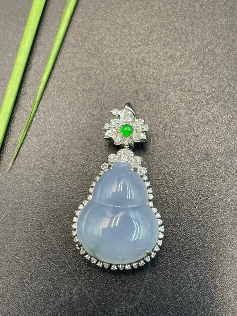 天然緬甸翡翠冰紫福祿吊墜