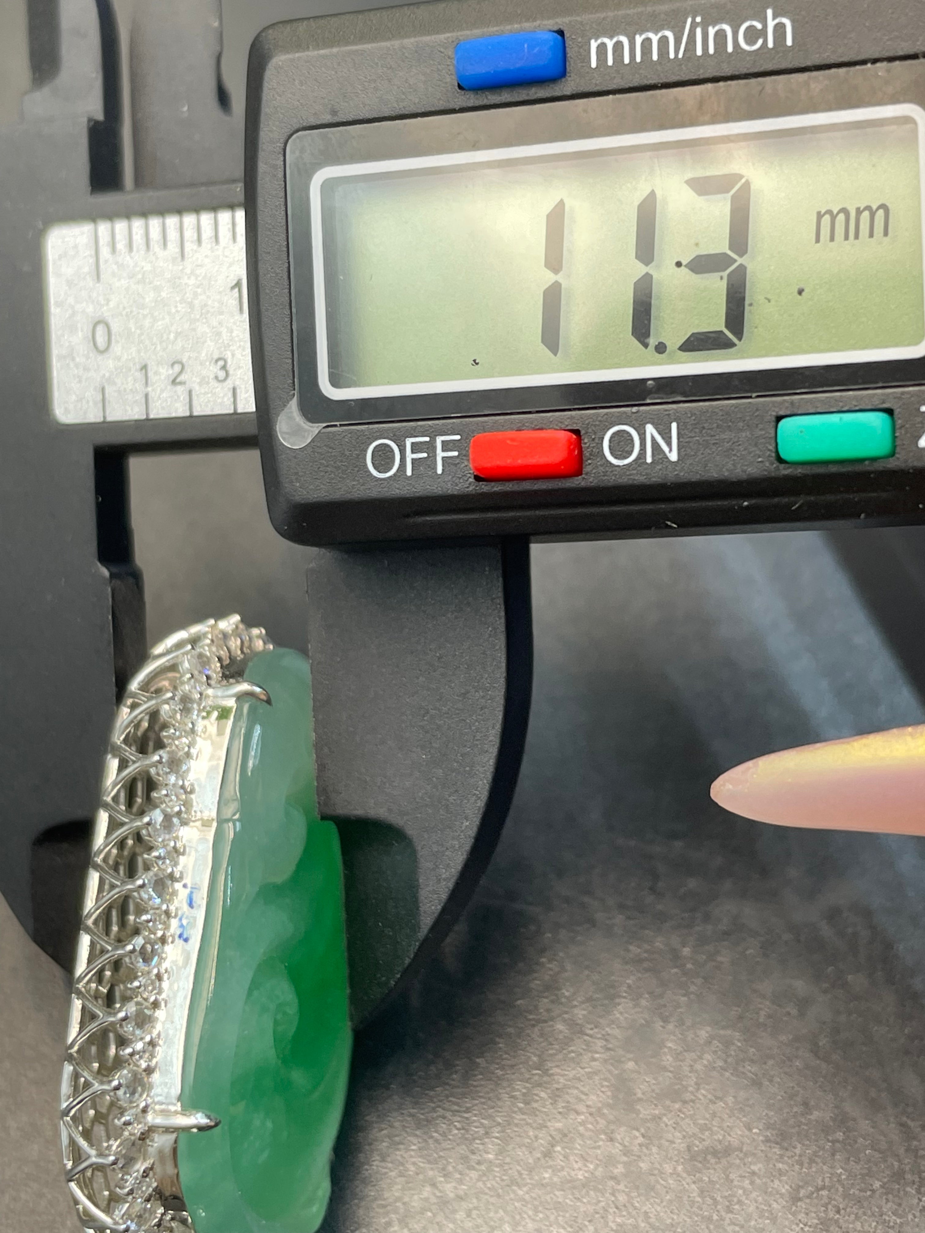 緬甸天然翡翠冰晴飄花如意吊墜