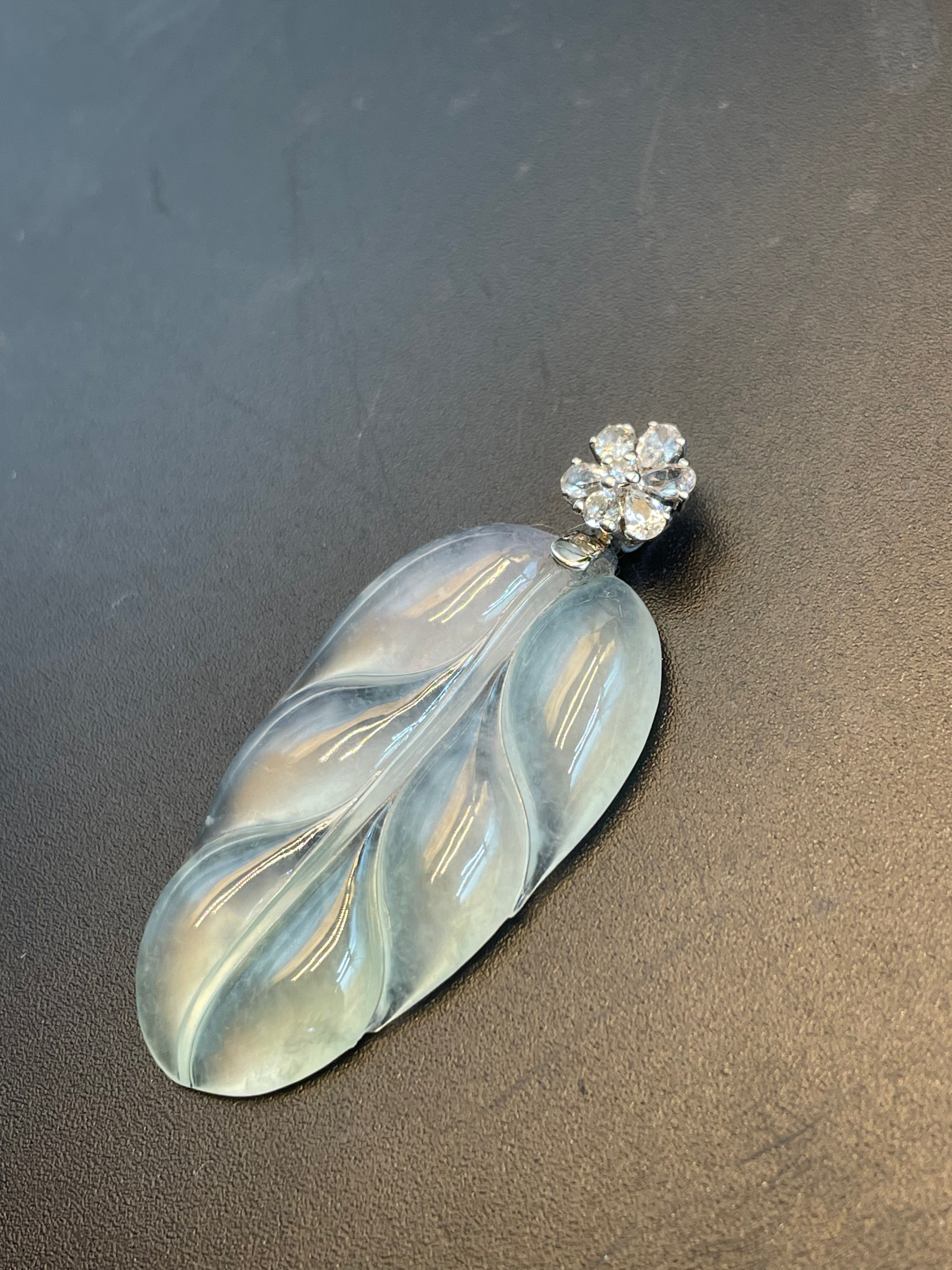 緬甸天然翡翠冰種葉子吊墜