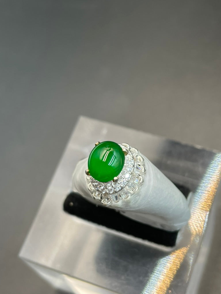 天然翡翠陽綠戒指