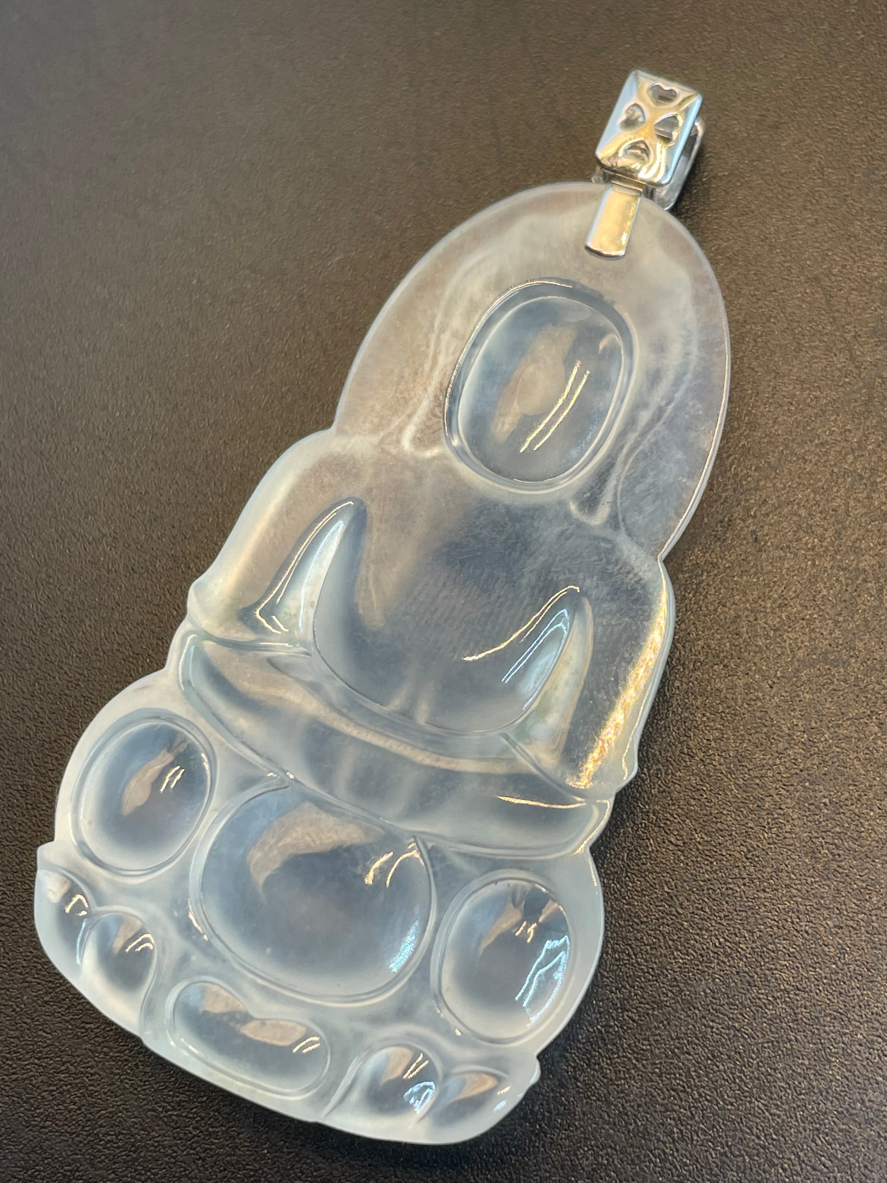 緬甸天然翡翠冰種大觀音吊墜