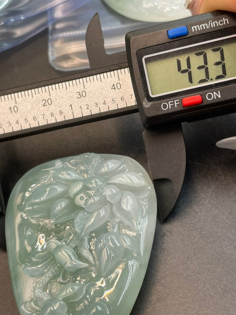 緬甸天然翡翠花鳥牌吊墜