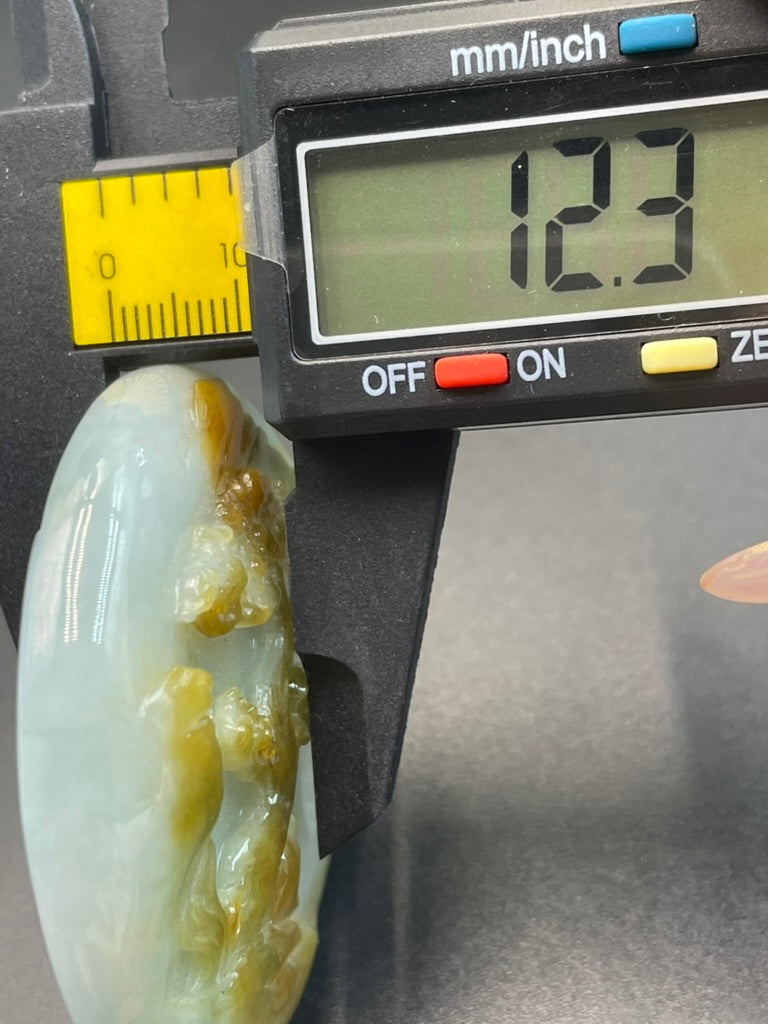 緬甸天然翡翠精雕山水意境吊墜