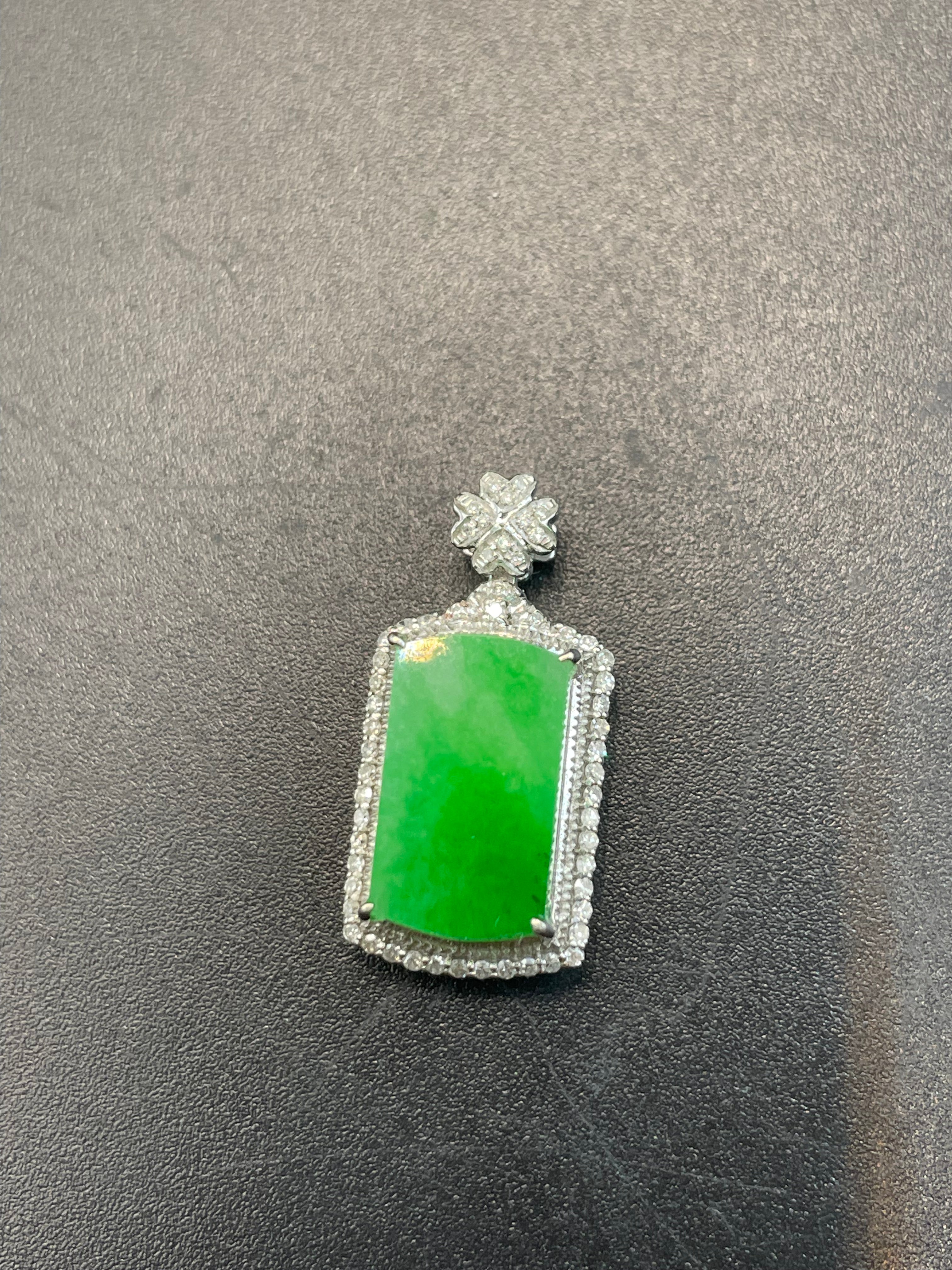 緬甸天然翡翠陽綠無事牌吊墜