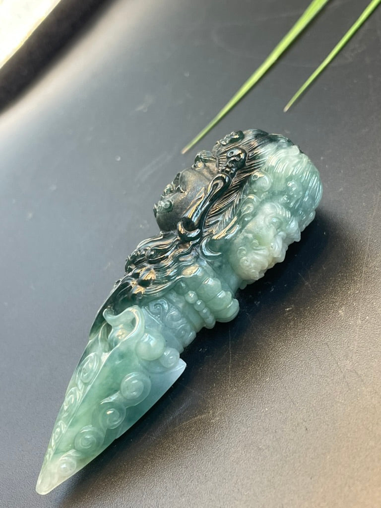 天然緬甸翡翠降魔杵吊墜