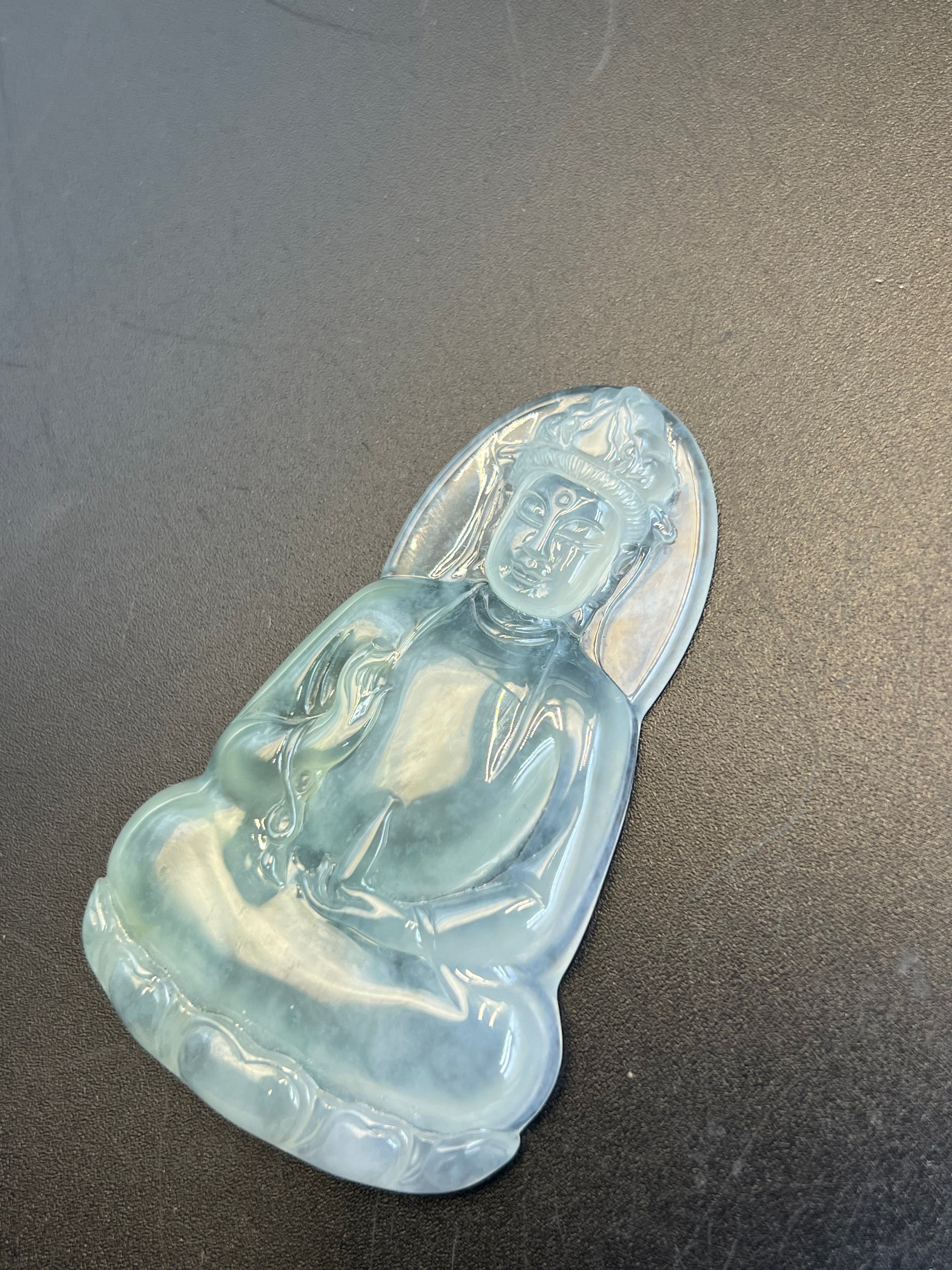 緬甸天然翡翠冰種觀音吊墜