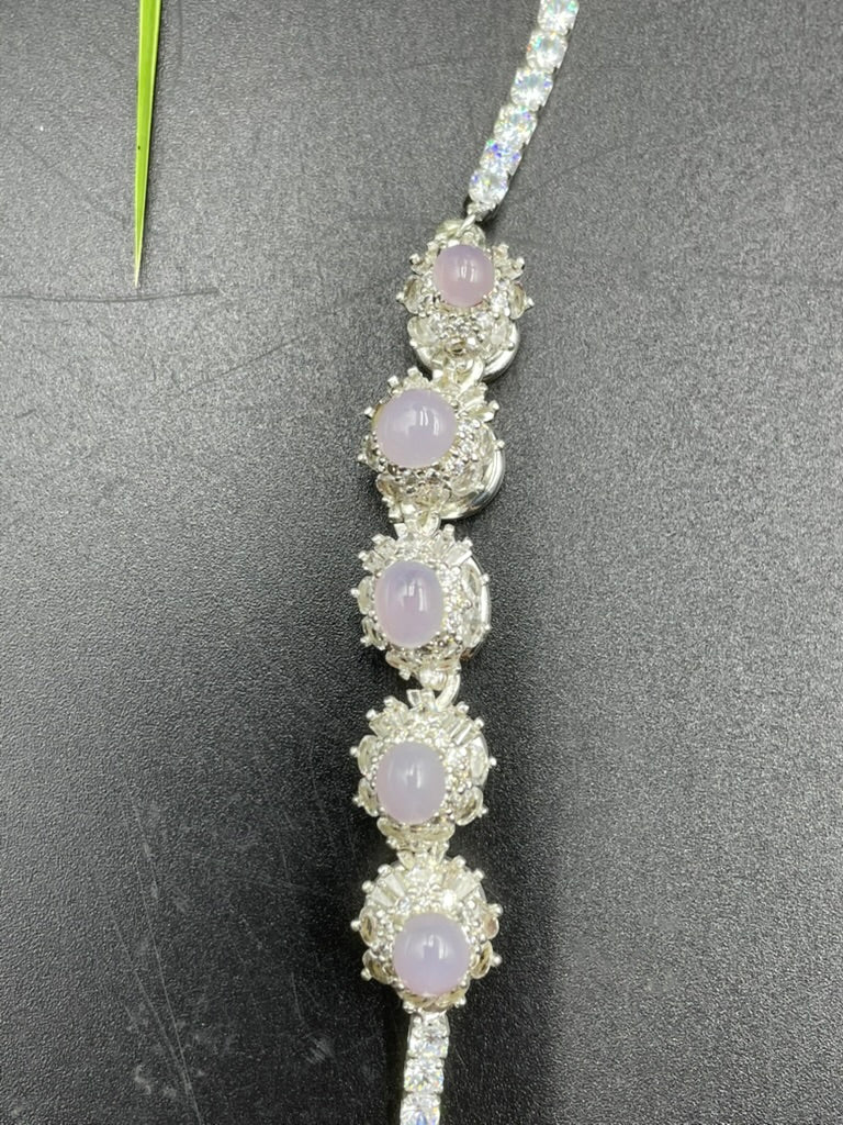 緬甸天然翡翠冰紫蛋面手鏈