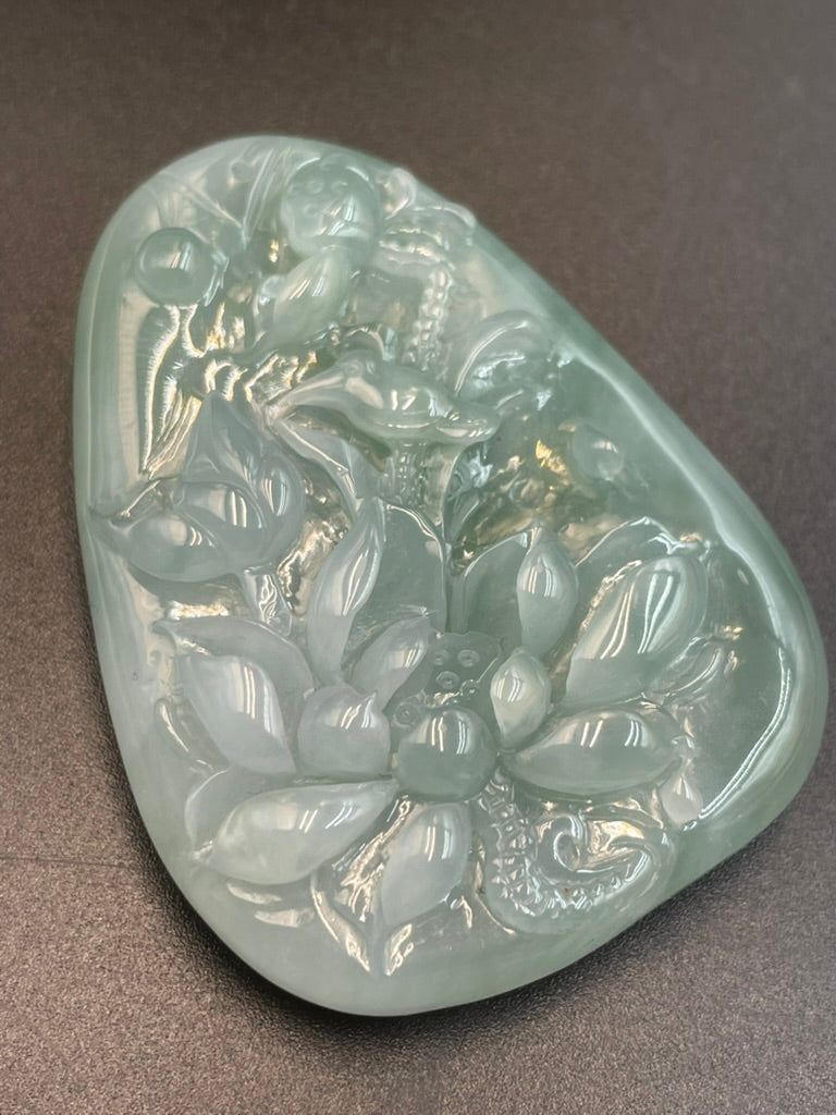 緬甸天然翡翠花鳥牌吊墜