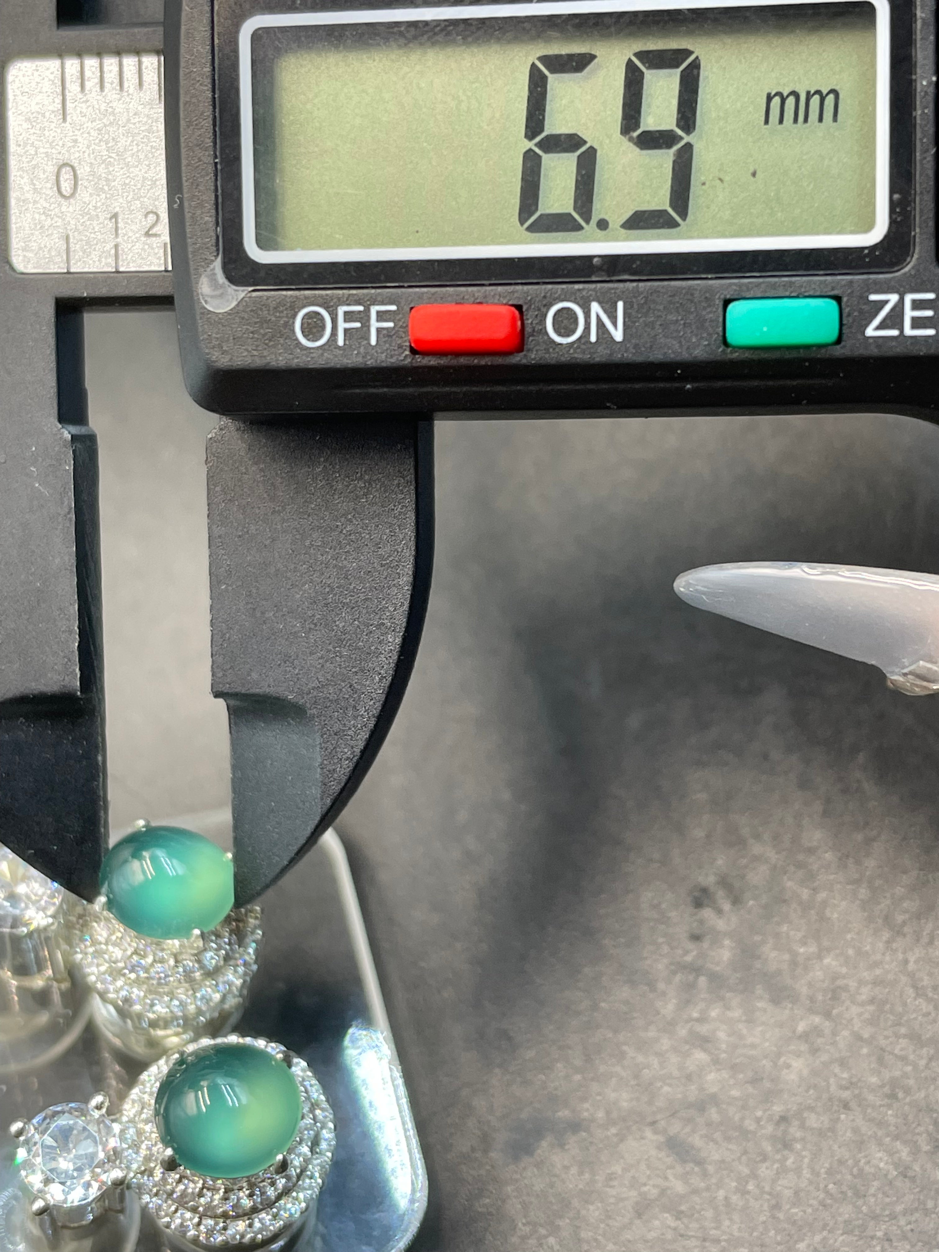 緬甸天然翡翠冰種藍水耳環戒指首飾套裝