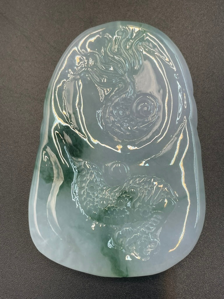 緬甸天然翡翠龍行天下吊墜