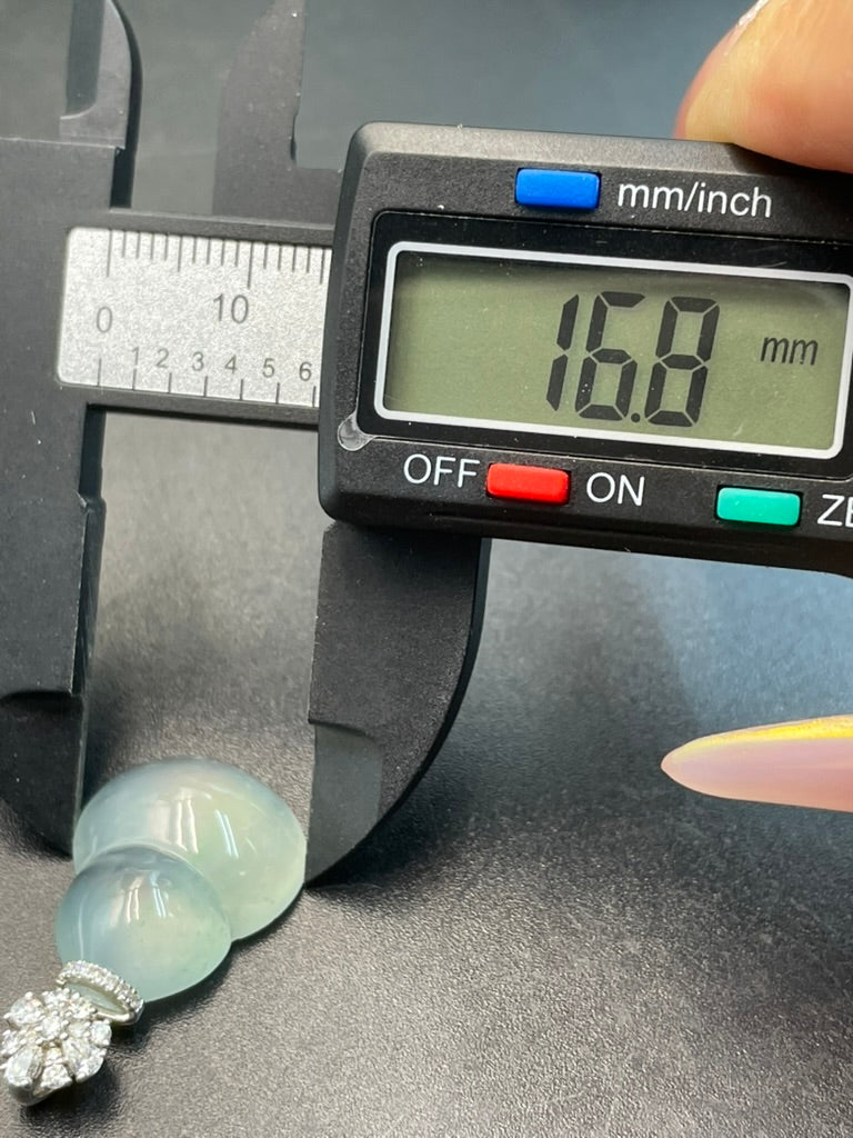 天然緬甸翡翠冰種飄雪花福祿吊墜