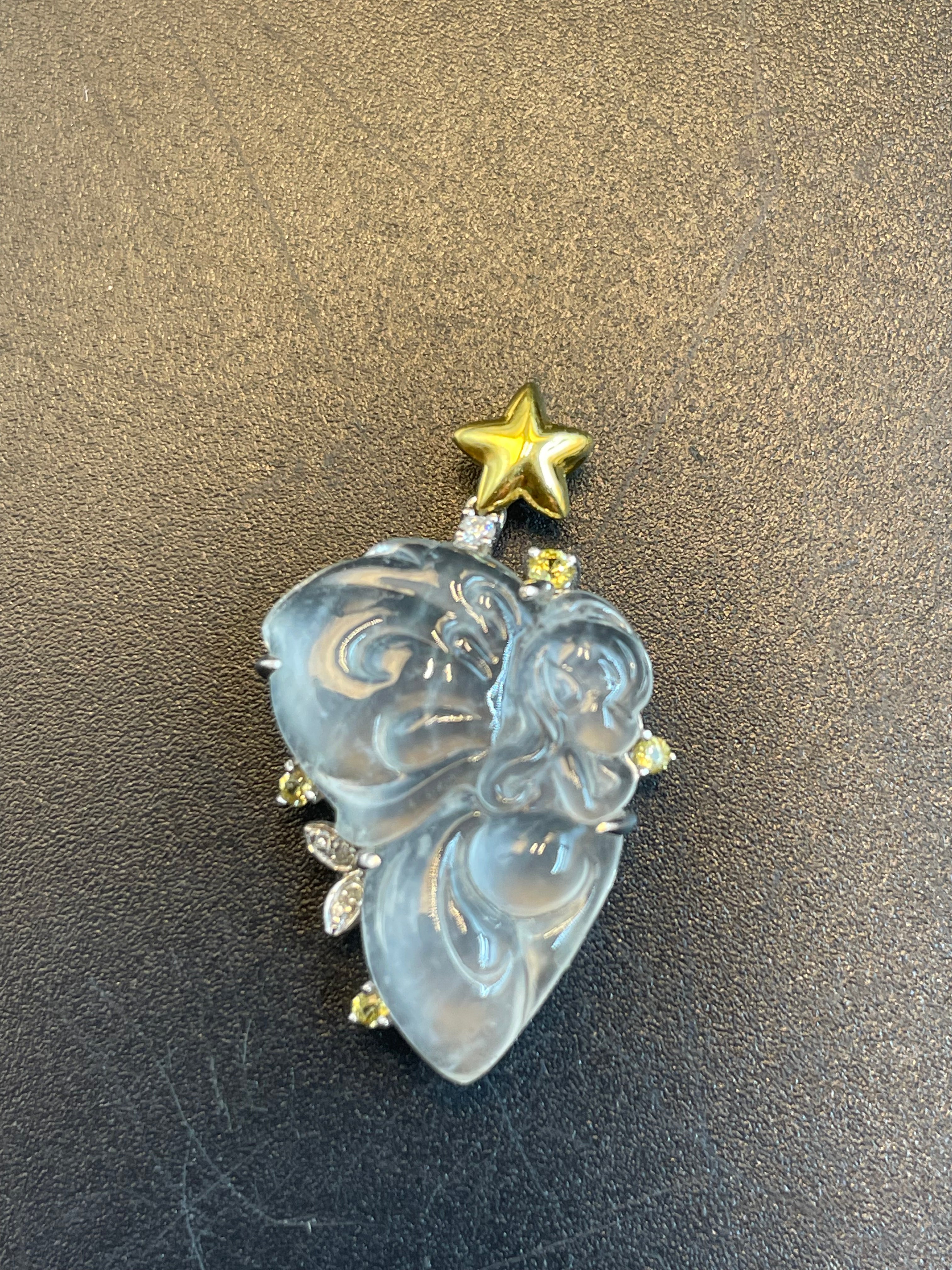 緬甸天然翡翠冰種花仙子/蝴蝶仙子吊墜