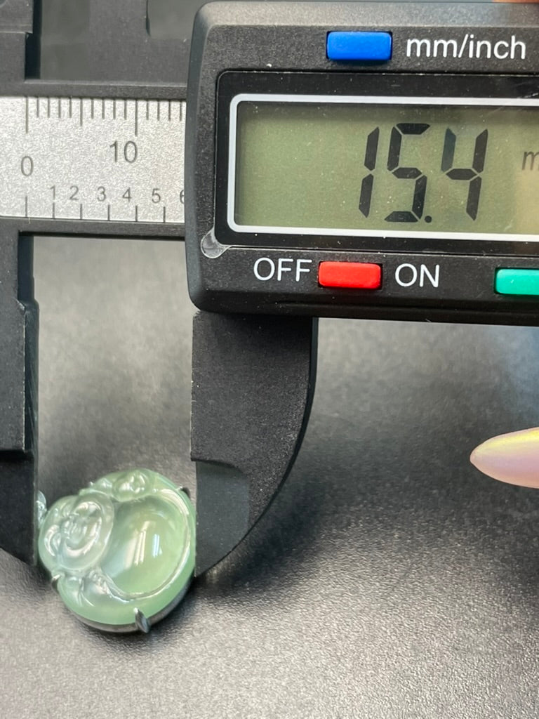 天然緬甸翡翠冰晴綠彌勒吊墜