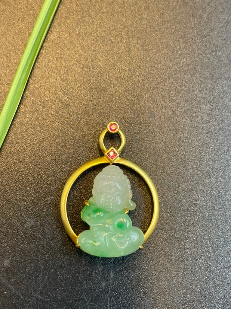 緬甸天然翡翠寶寶佛吊墜