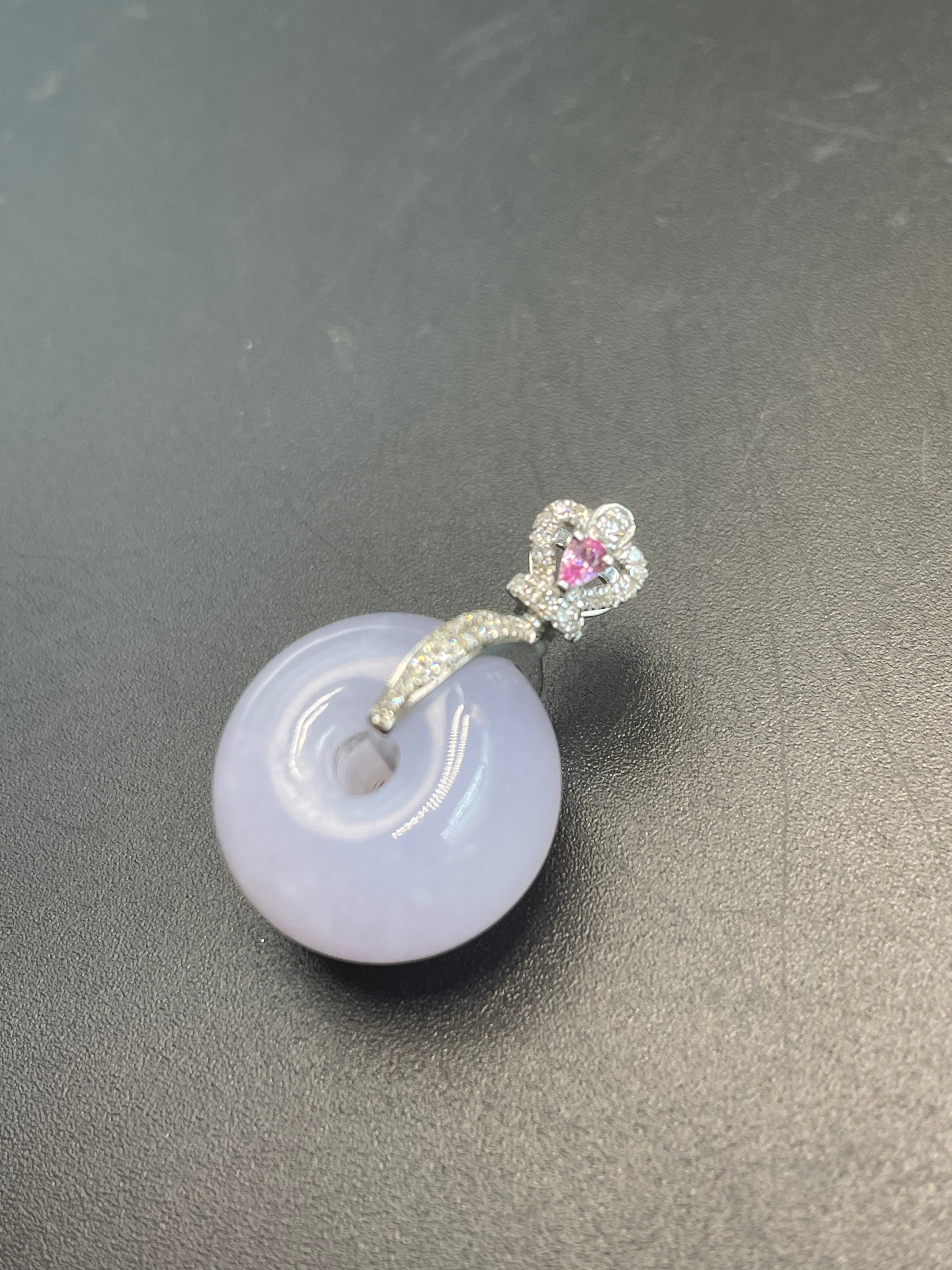 緬甸天然翡翠紫羅蘭平安扣吊墜