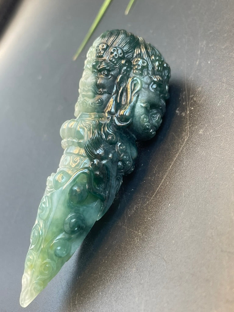 天然緬甸翡翠降魔杵吊墜