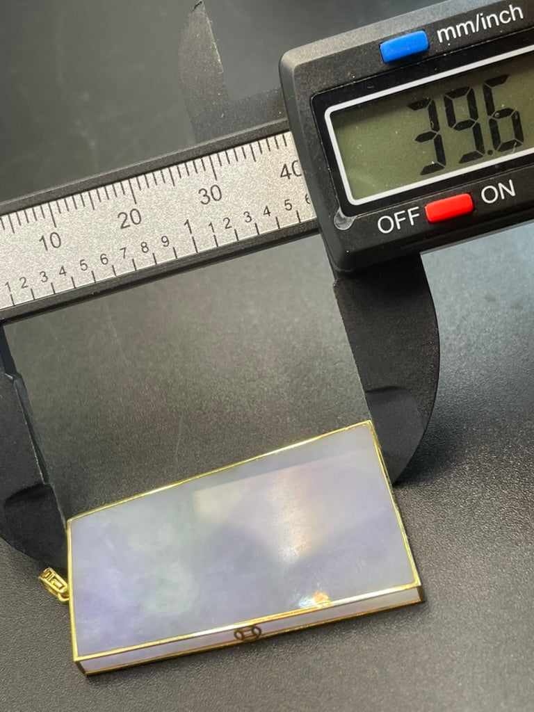 緬甸天然翡翠 冰糯種18k鑲嵌無事牌吊墜