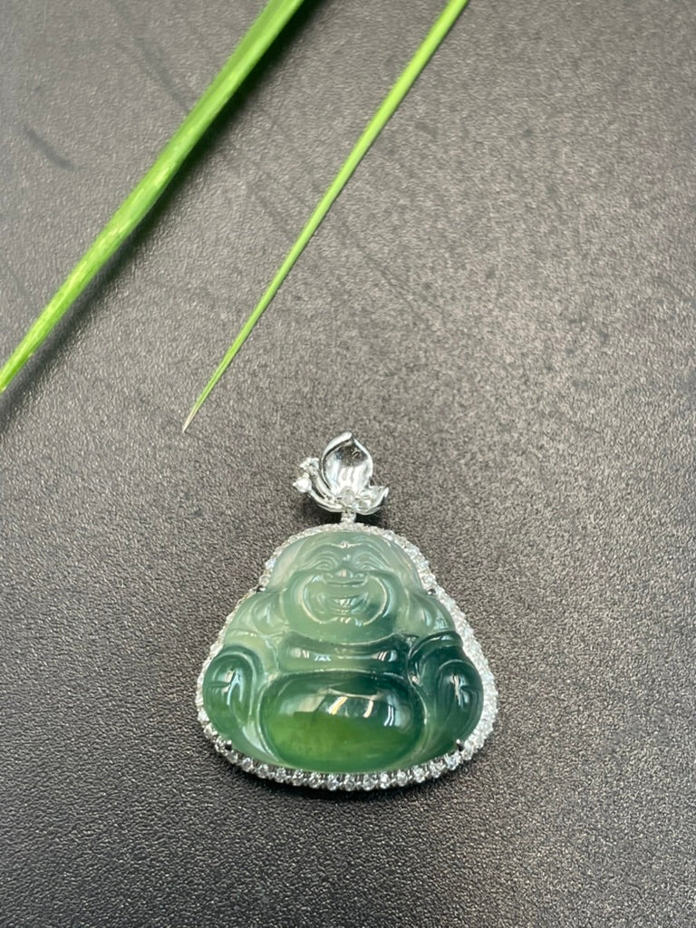 天然緬甸翡翠冰種彌勒吊墜