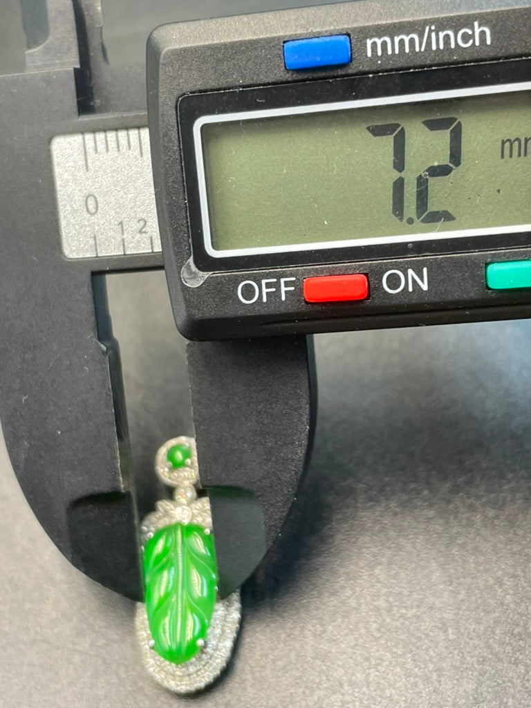 緬甸天然翡翠陽綠葉子/金枝玉葉吊墜