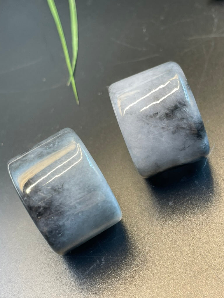 天然緬甸翡翠煙灰色吊墜指環