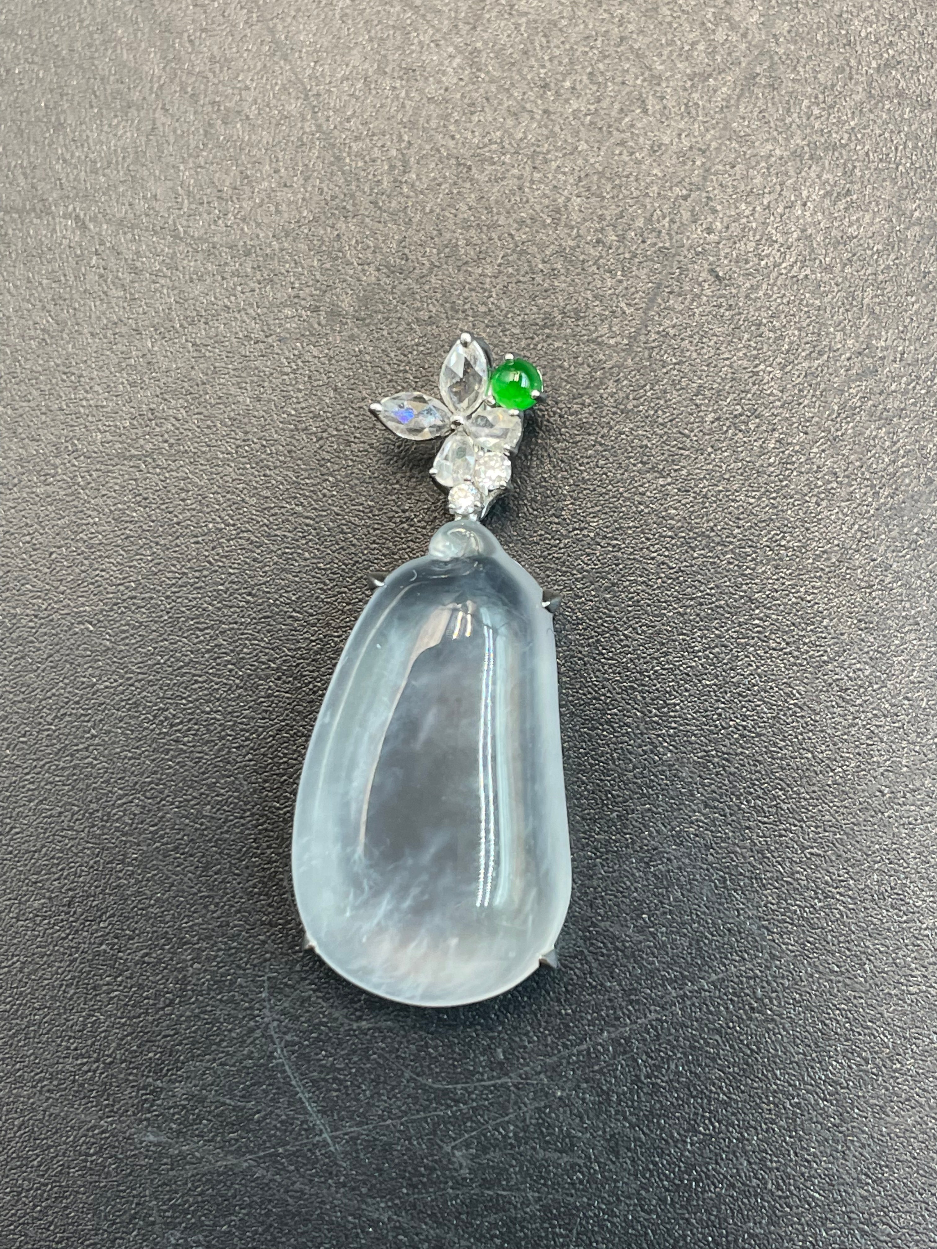 緬甸天然翡翠玻璃種福瓜吊墜