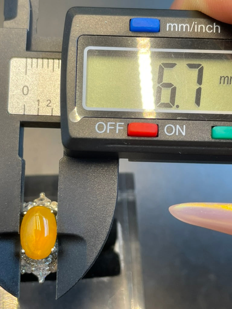 緬甸天然翡翠黃翡蛋面戒指