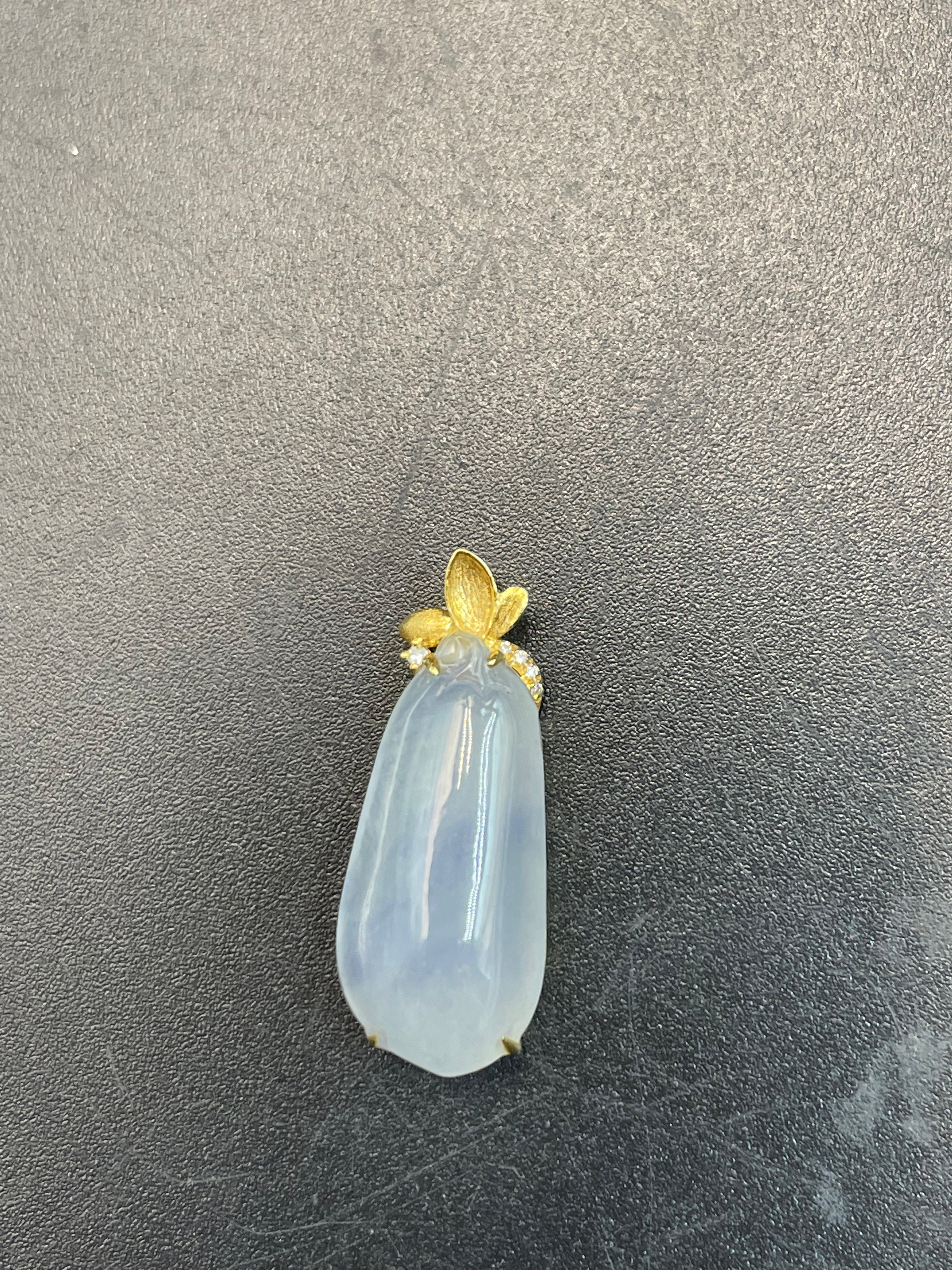 緬甸天然翡翠飄紫花福瓜吊墜