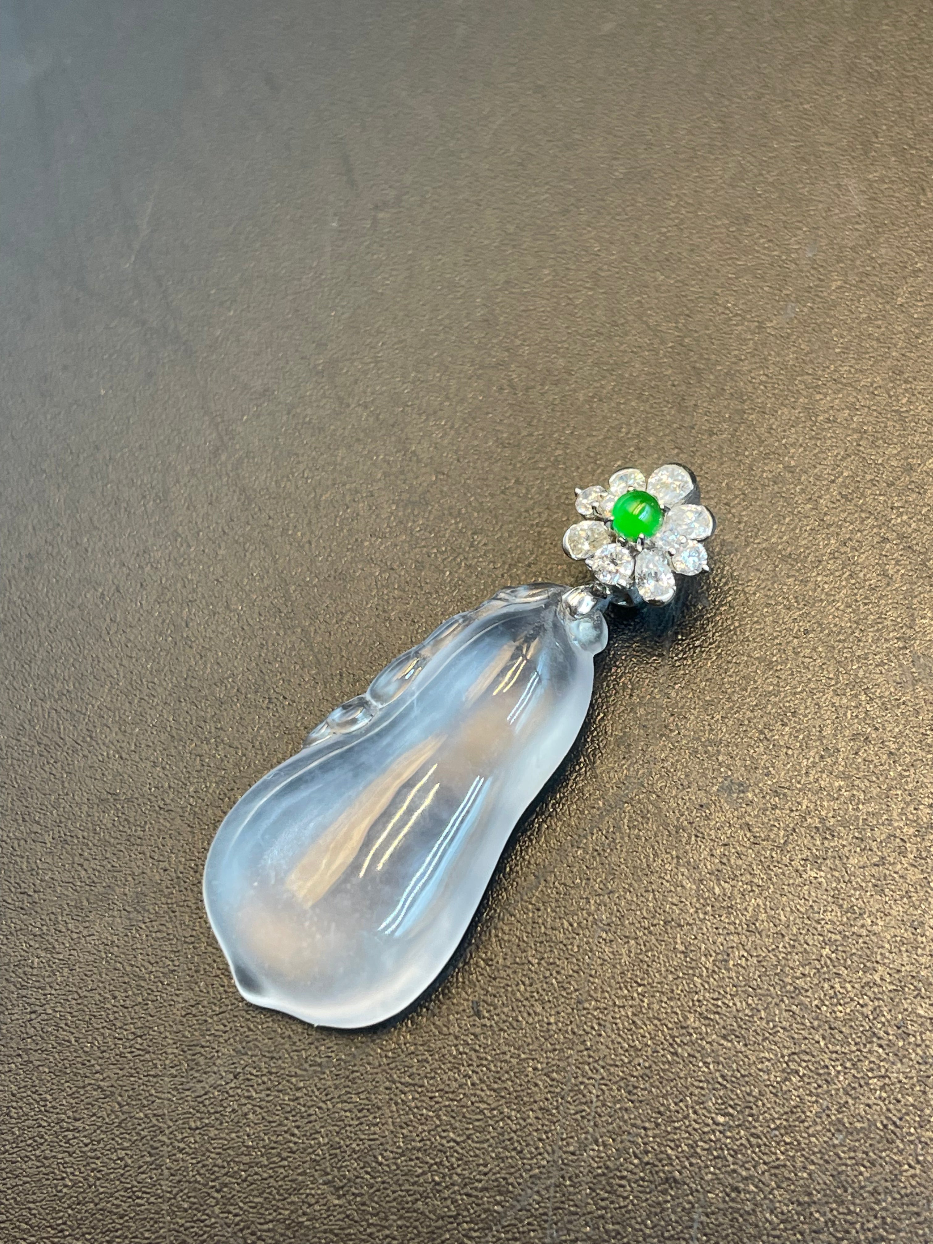 天然翡翠冰種福瓜吊墜