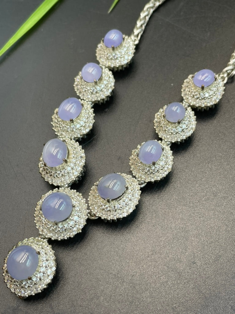 緬甸天然翡翠紫羅蘭蛋面吊墜項鍊