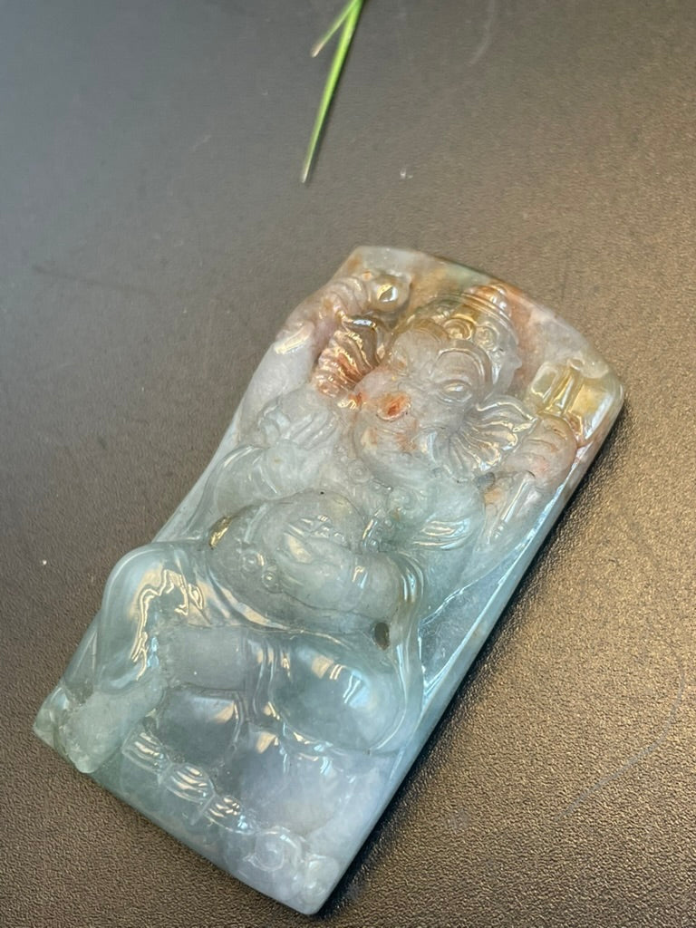 天然緬甸翡翠象神吊墜