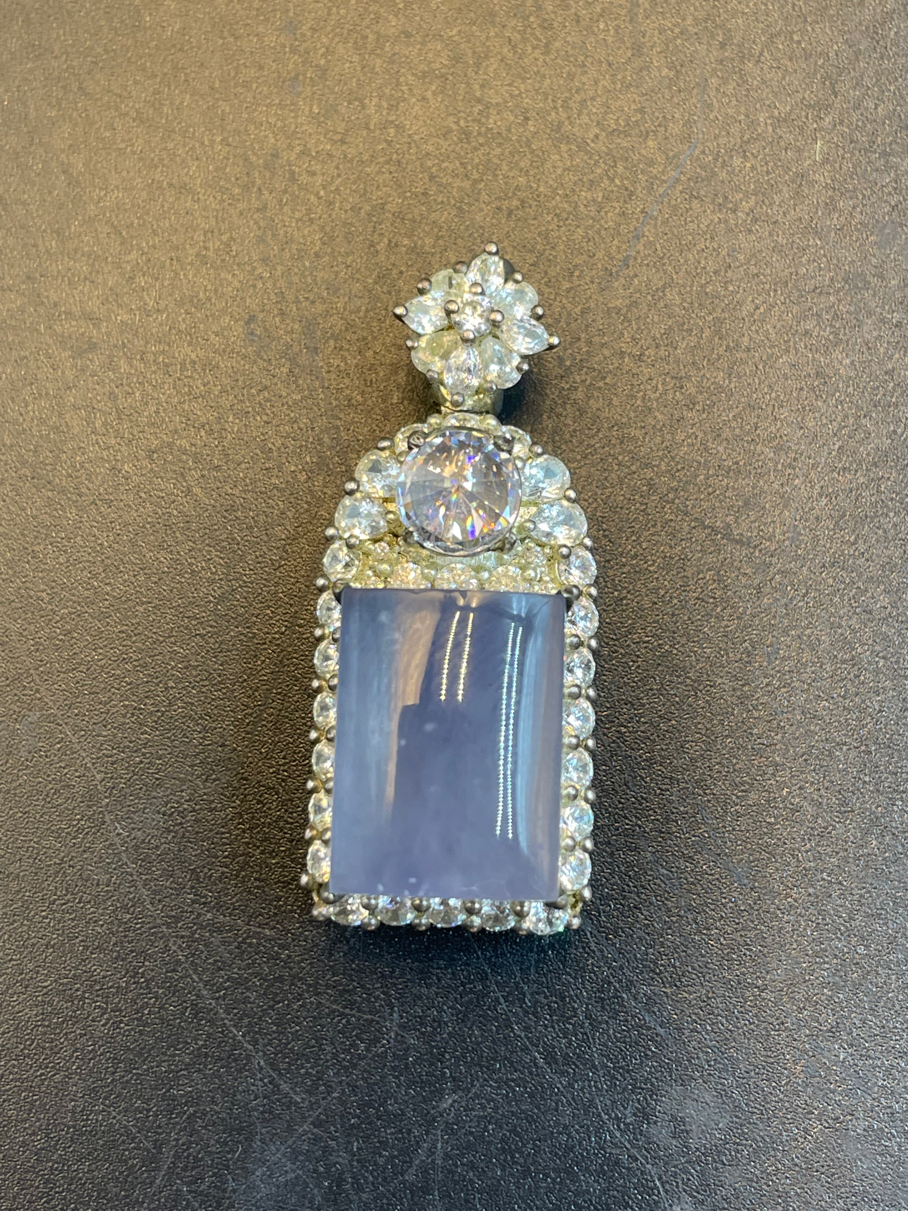 緬甸天然翡翠紫羅蘭方形蛋面吊墜