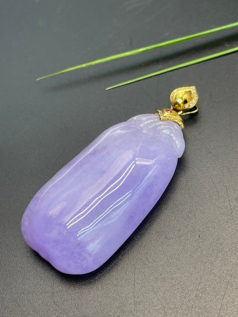 天然緬甸翡翠紫羅蘭福瓜吊墜