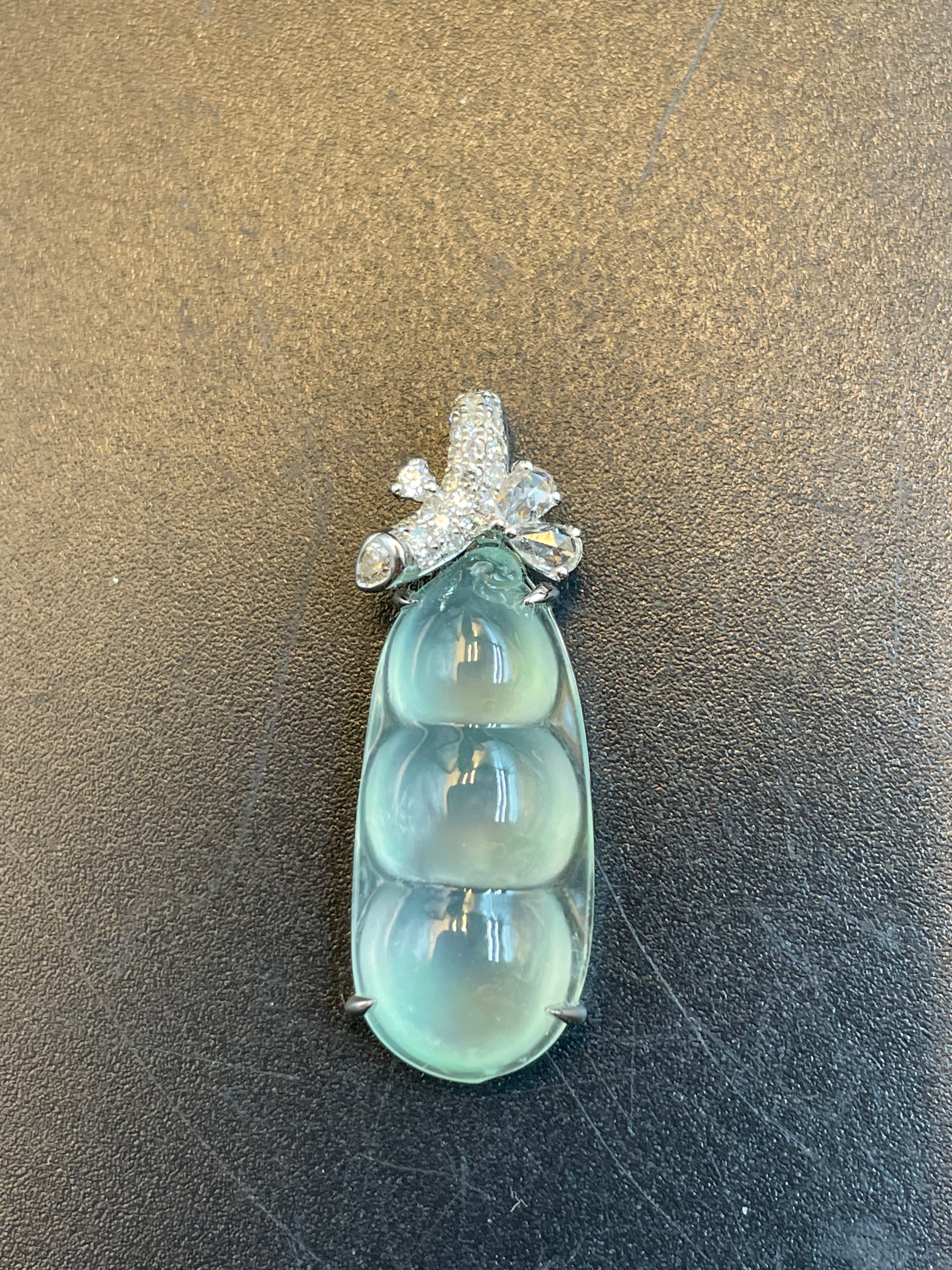 緬甸天然翡翠冰種福豆/三元及第吊墜