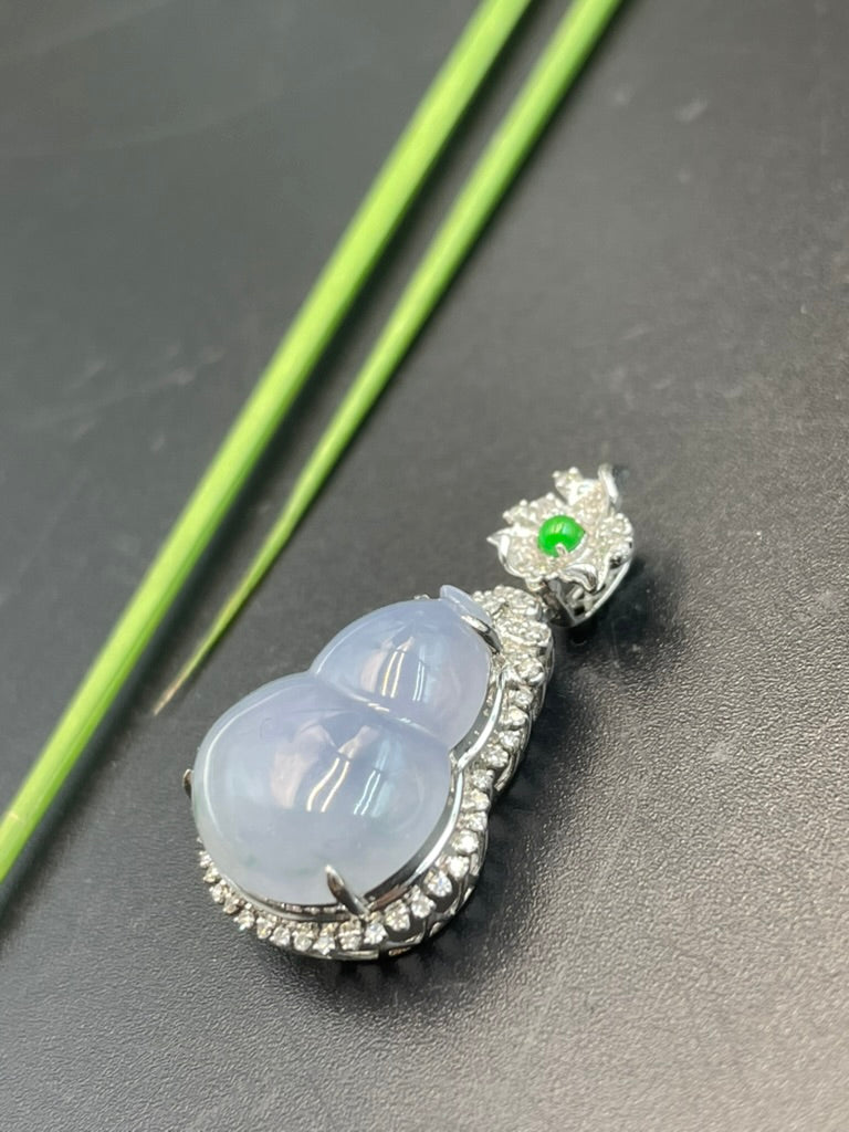 天然緬甸翡翠冰紫福祿吊墜