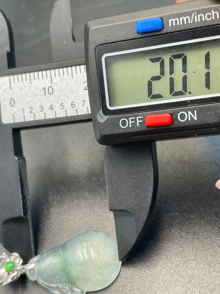 緬甸天然翡翠冰飄花福瓜吊墜