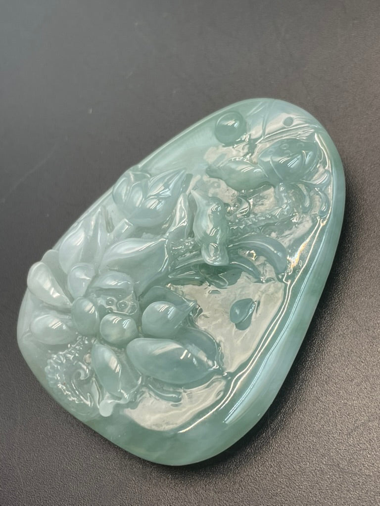緬甸天然翡翠花鳥牌吊墜