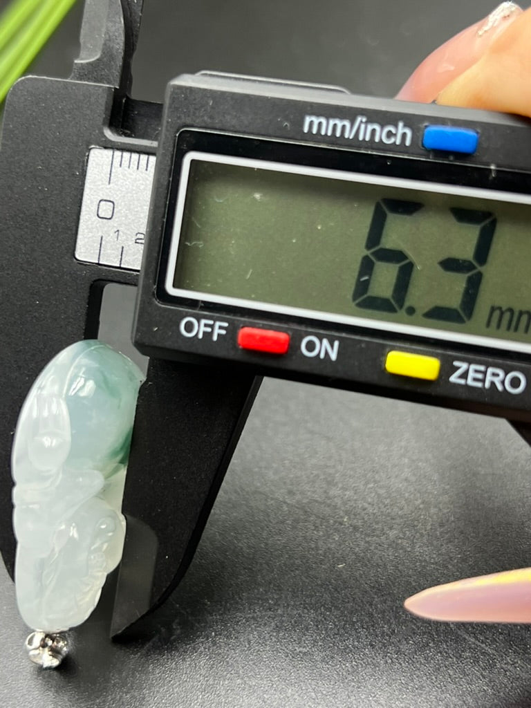 緬甸天然翡翠冰飄花彌勒吊墜