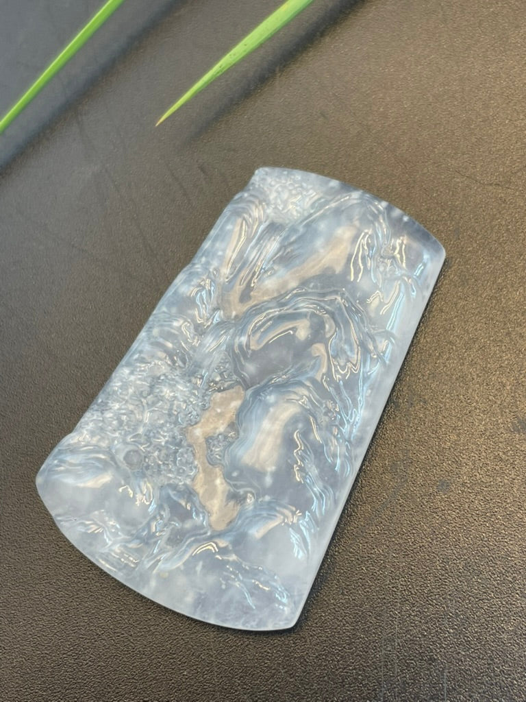 緬甸天然翡翠山水牌吊墜