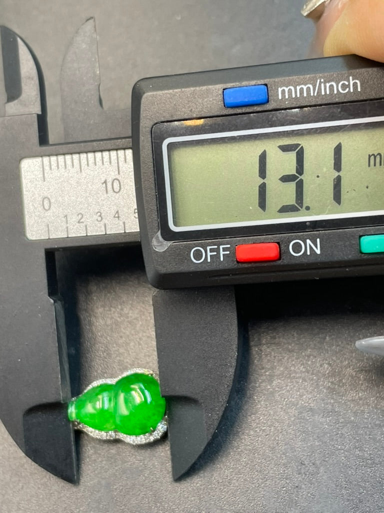 緬甸天然翡翠陽綠葫蘆/福祿吊墜耳環耳飾