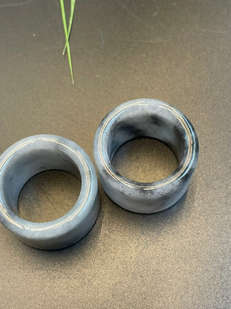天然緬甸翡翠煙灰色吊墜指環