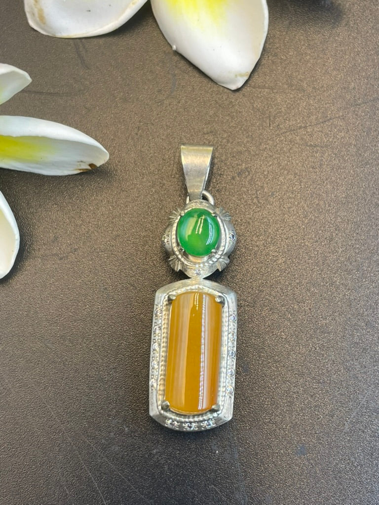 緬甸天然翡翠黃翡蛋面吊墜