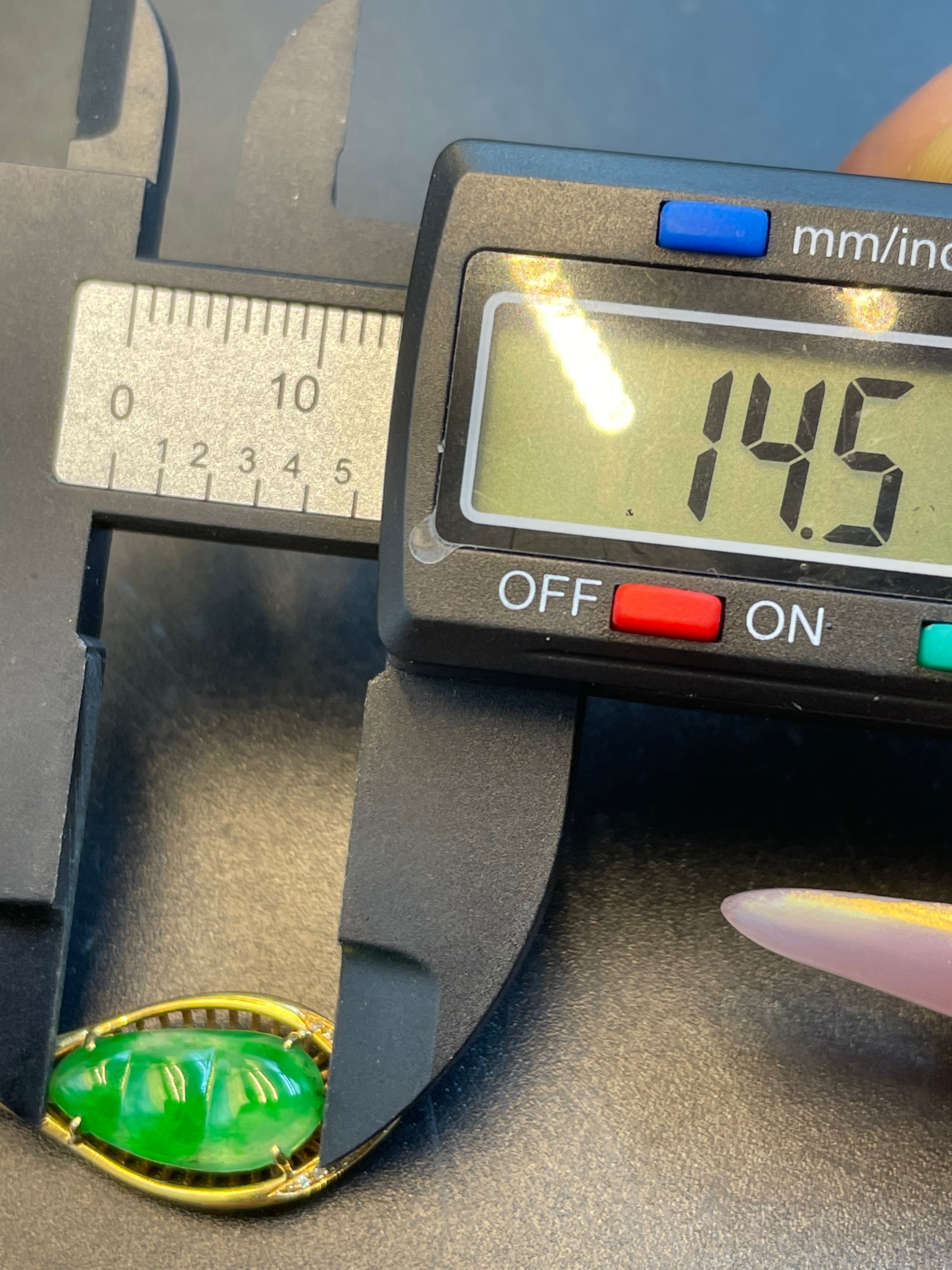 緬甸天然翡翠陽綠福豆吊墜