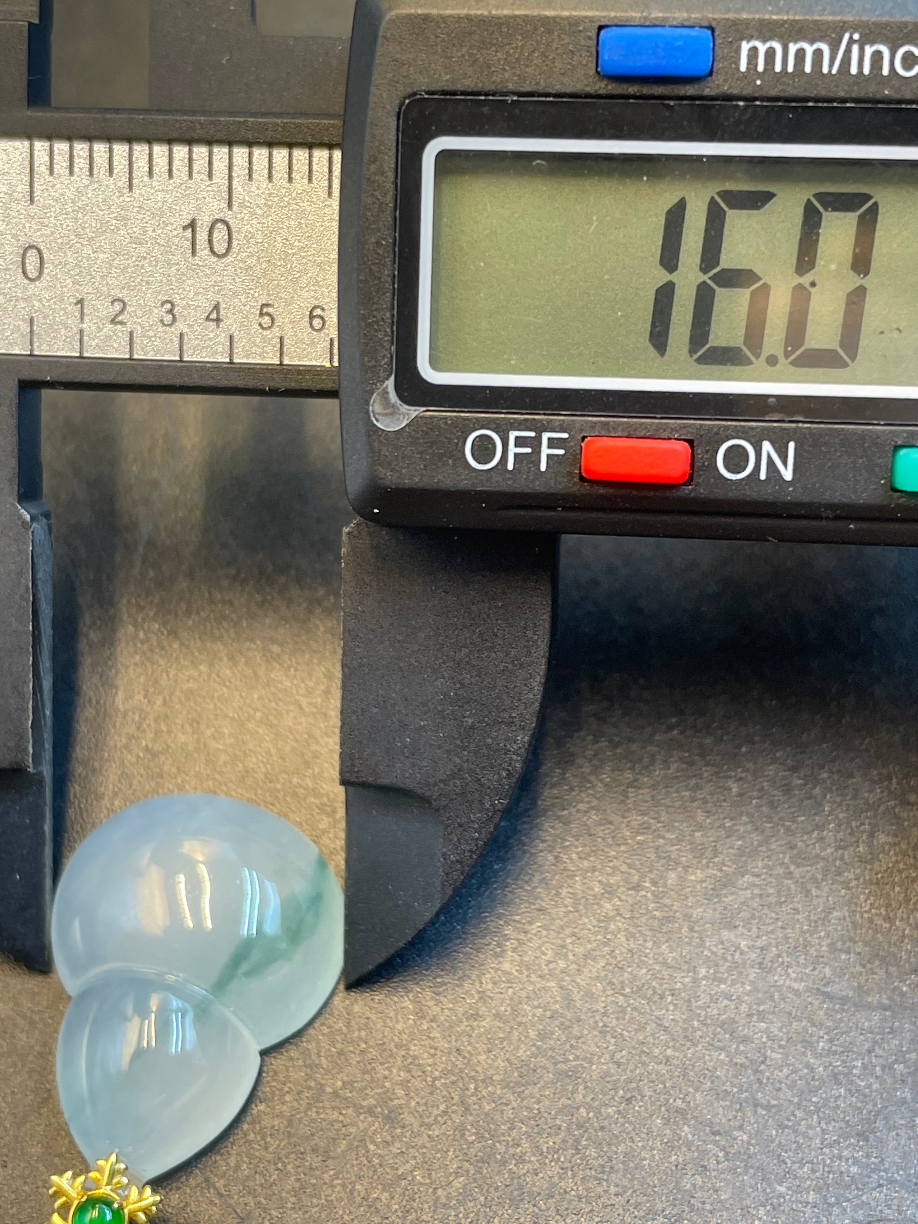 緬甸天然翡翠冰種飄花葫蘆/福祿吊墜