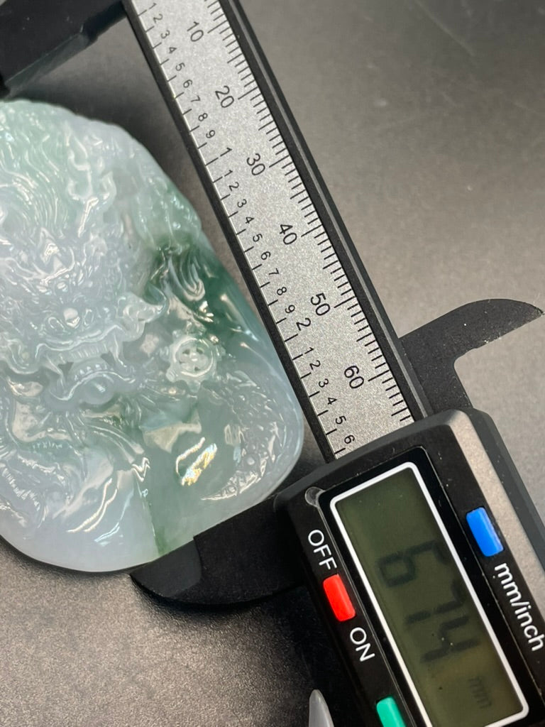 緬甸天然翡翠龍行天下吊墜