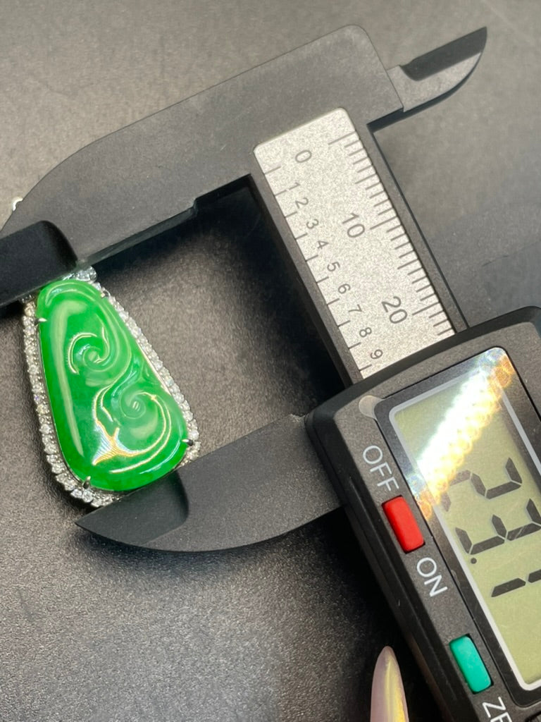 天然緬甸翡翠陽綠如意吊墜