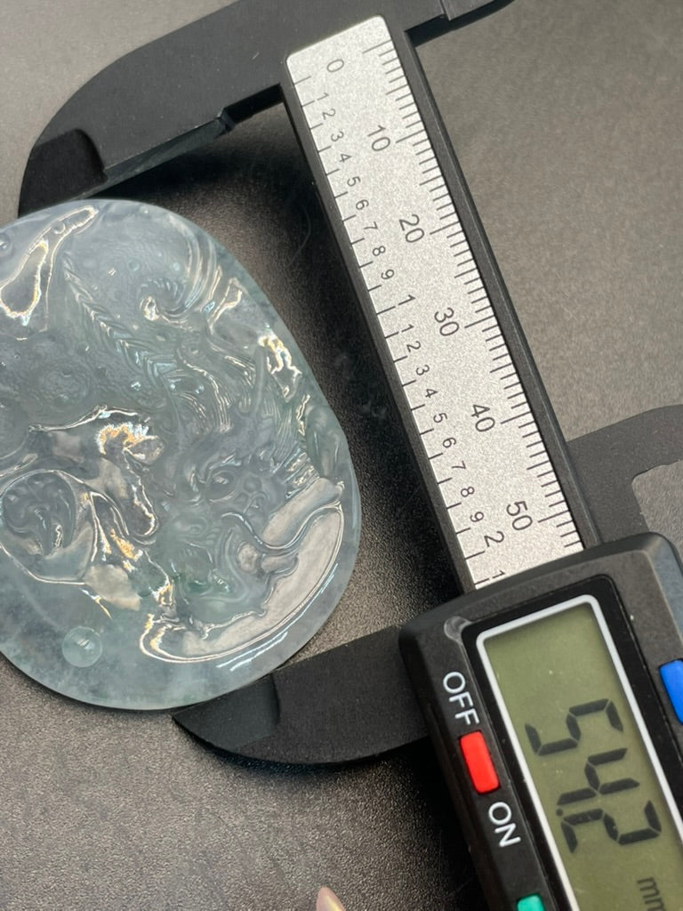 天然緬甸翡翠冰種龍牌吊墜
